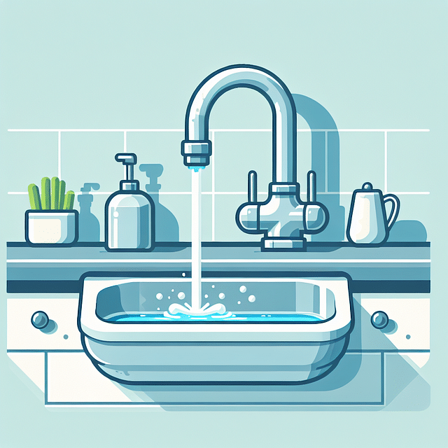 running water in clean kitchen sink