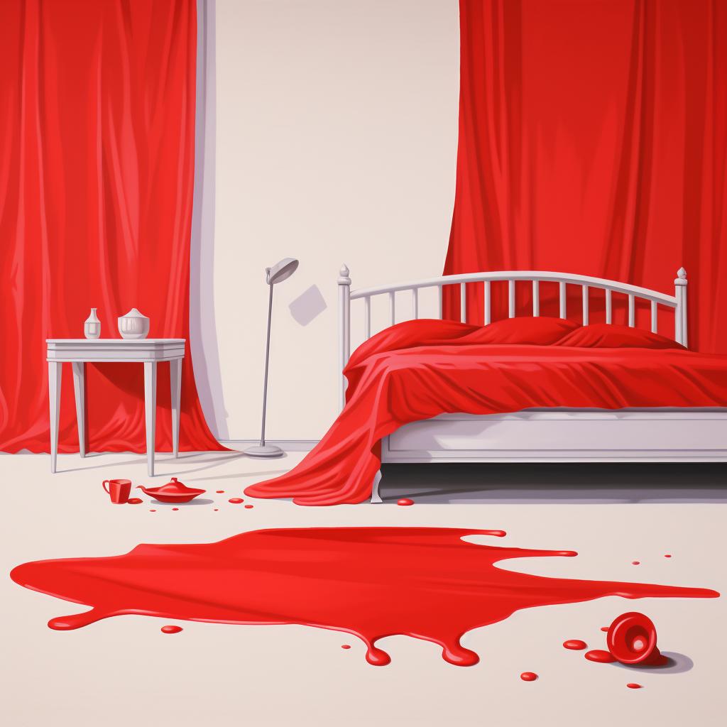 Applying hydrogen peroxide to a blood stain on a mattress and blotting with a clean cloth.